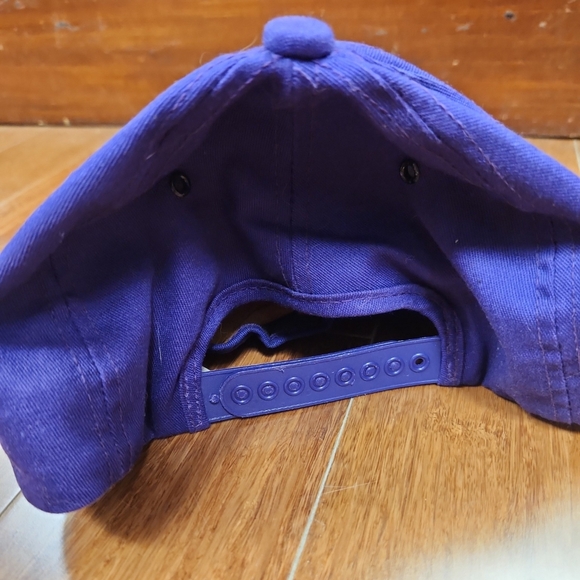 Vintage Snap-on Tools Hat 90s Purple Snapback Cap Brown Suede Brim - Picture 3 of 6
